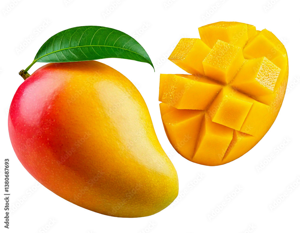 Fresh mango isolated on a transparent background, Generative AI Fresh mango isolated on a transparent background, Generative AI
