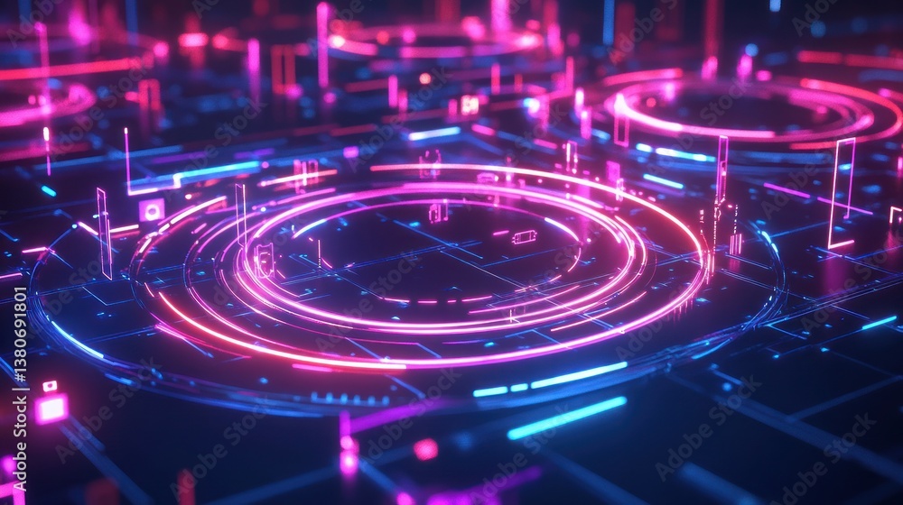 Futuristic digital interface with glowing circuits Futuristic digital interface with glowing circuits