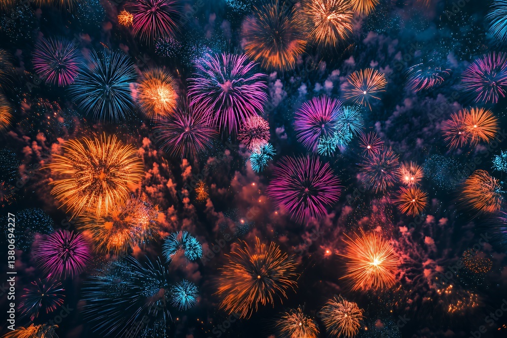 Vibrant Fireworks Display Illuminating The Night Sky Vibrant Fireworks Display Illuminating The Night Sky