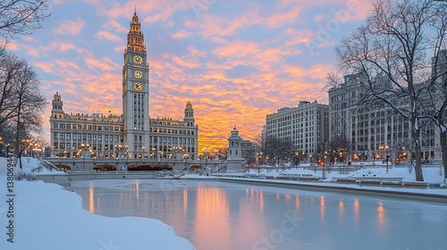 Chicago's Magnificent Mile at Winter Sunrise
