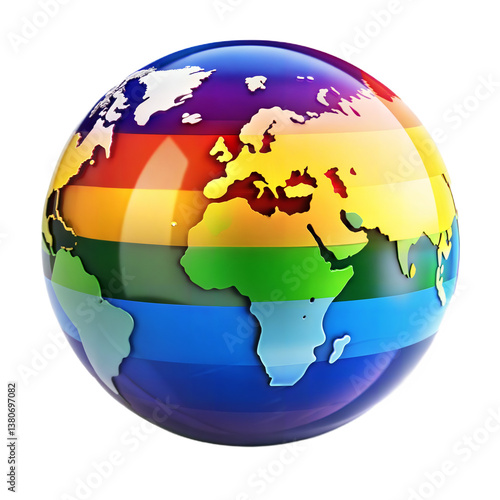 Rainbow-Colored Globe Symbol of Global Unity and LGBTQ+ Pride