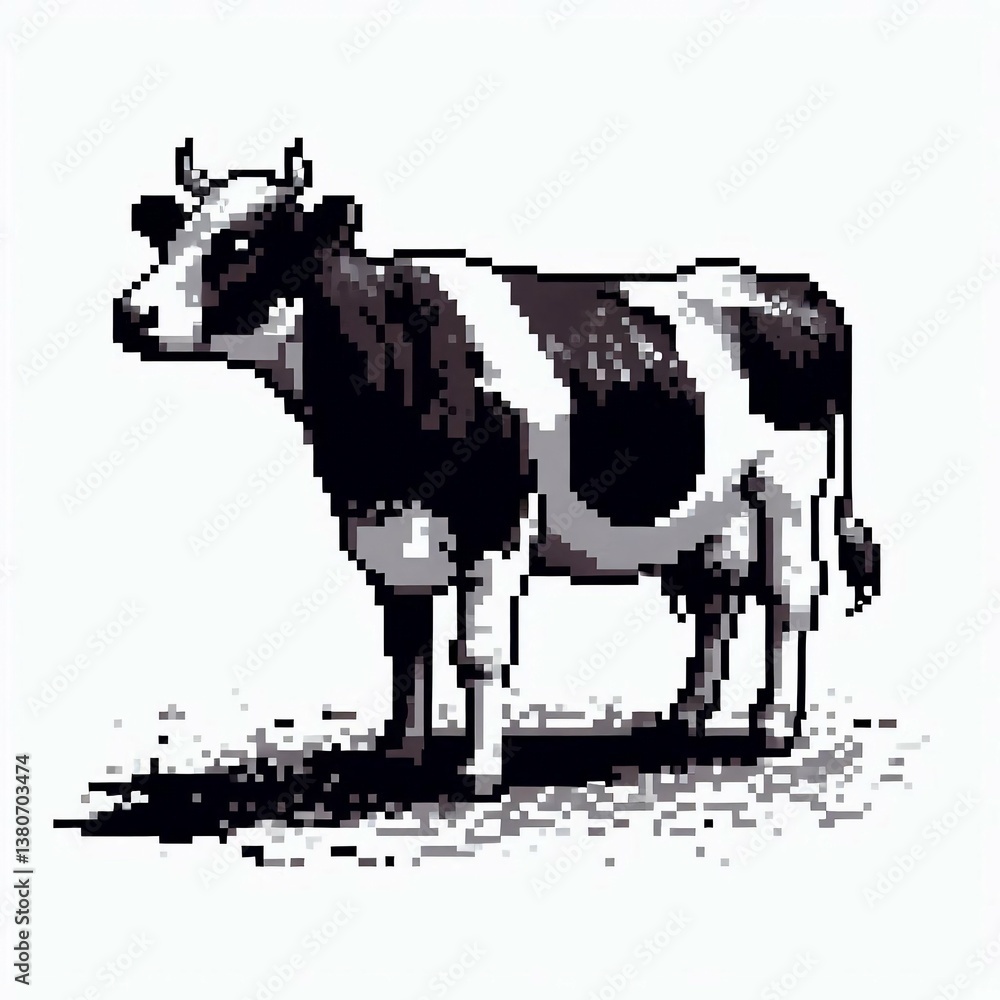Naklejka premium Pixelated Cow Graphic suitable for digital content