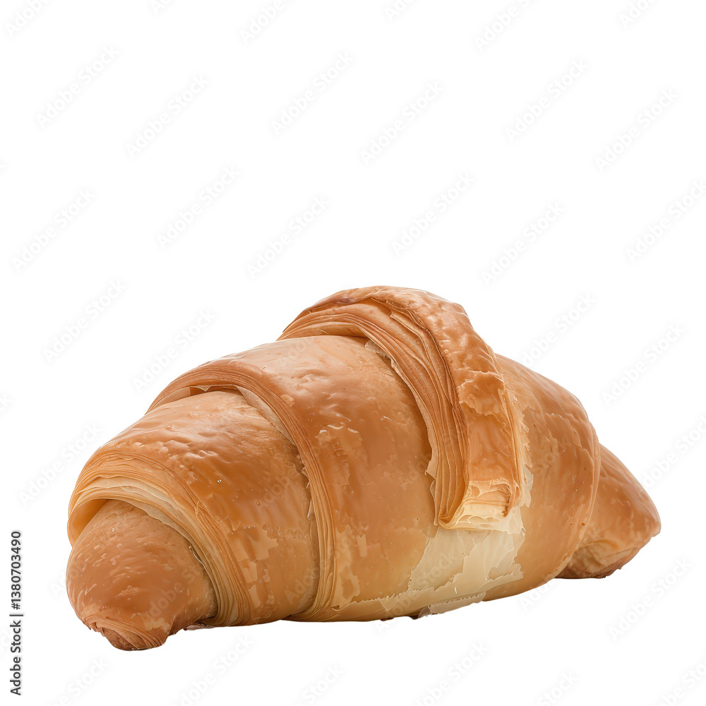Golden and Flaky Croissant on White Background with Delicious Layers and Light Texture Golden and Flaky Croissant on White Background with Delicious Layers and Light Texture