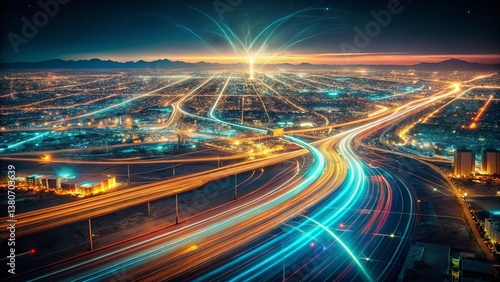 Yuma Arizona City Map Long Exposure Night Lights Aerial View