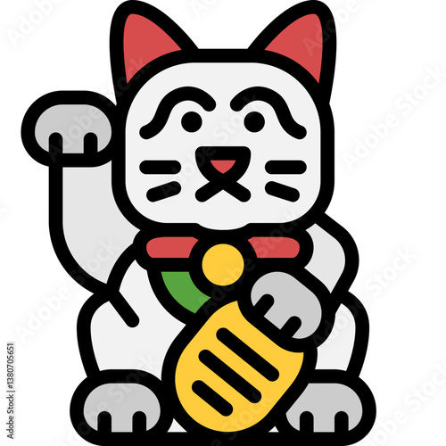 maneki neko filled outline icon
