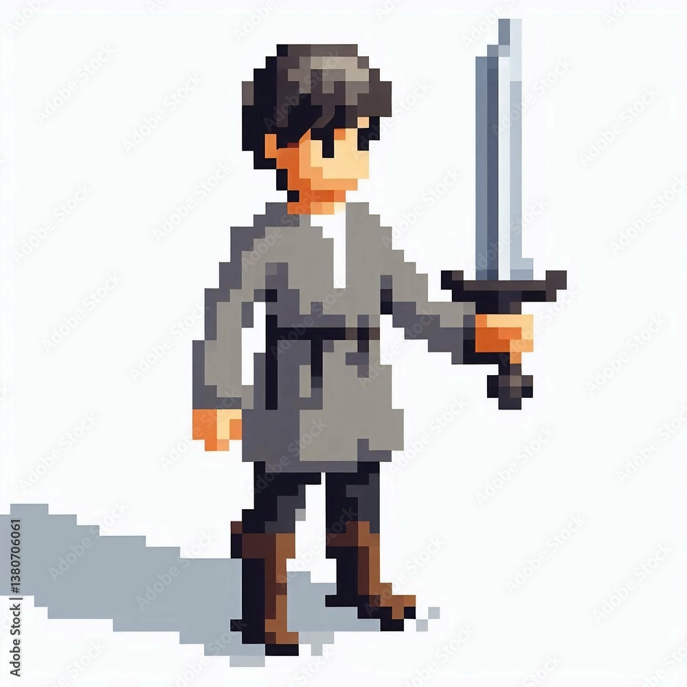 Fototapeta premium Pixelated Warrior Figure suitable for art exhibition