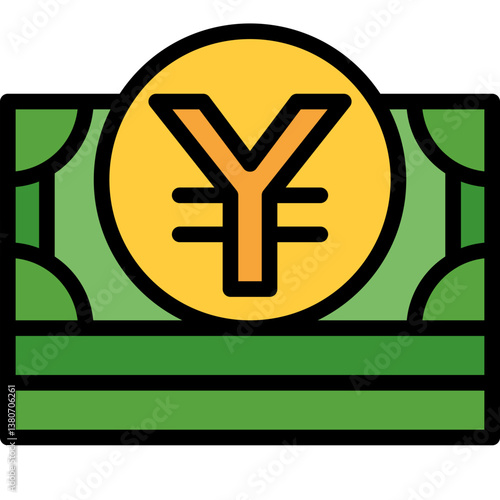 yen filled outline icon