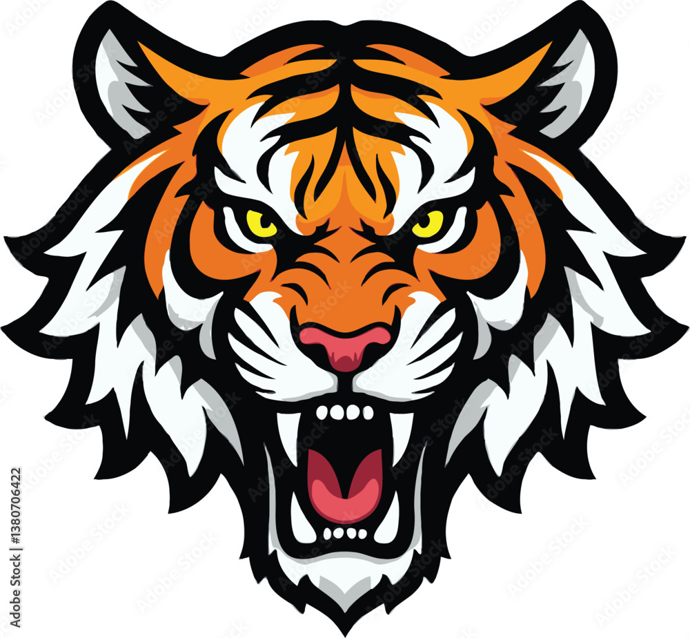 Fototapeta premium Mascot Tiger Head Vector Art - Bold and Dynamic Illustration Design 