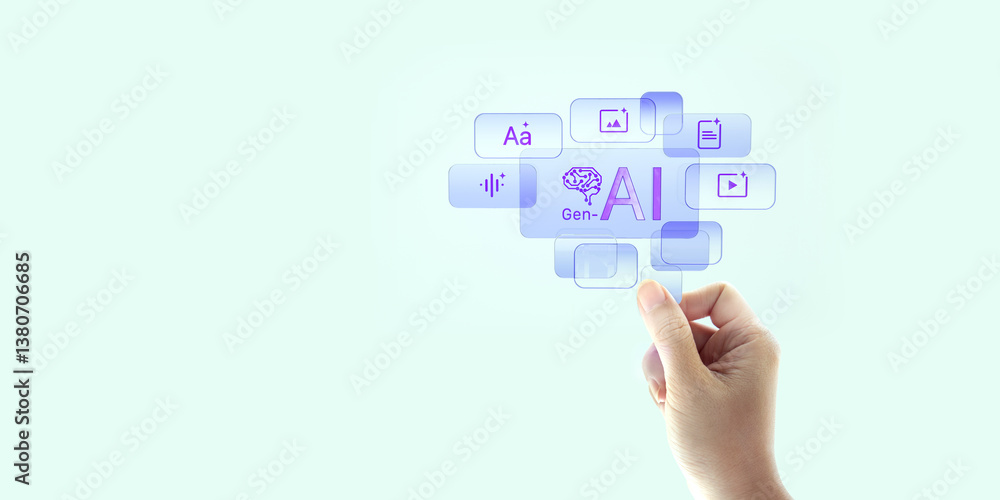 A hand showing technology, cyber security, digital transformation, large language model, LLM A hand showing technology, cyber security, digital transformation, large language model, LLM