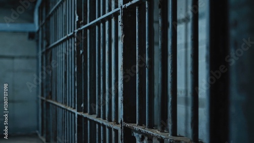 Wallpaper Mural A close-up shot of a jail cell door with metal bars and a locking mechanism Torontodigital.ca