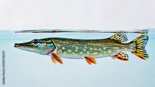A large fish swimming in a quiet lake or ocean