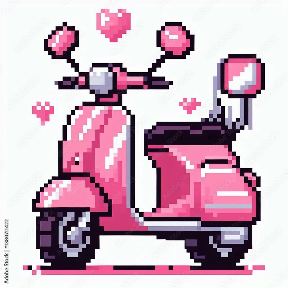 Fototapeta premium Pink Pixel Scooter Graphic suitable for website background