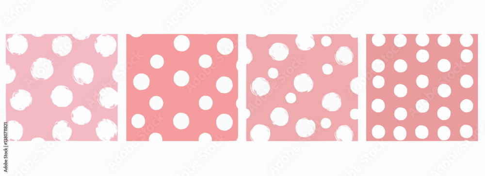 Large White Dots on a Light Pink Background Vector Pattern Set Illustration Large White Dots on a Light Pink Background Vector Pattern Set Illustration