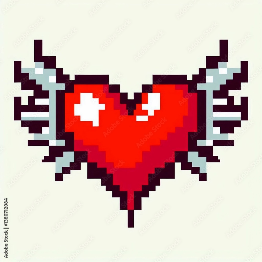 Pixelated Heart with Wings Suitable for design inspiration Pixelated Heart with Wings Suitable for design inspiration