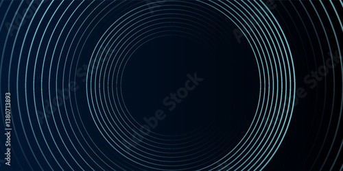 Blue abstract background with glowing circles. Swirl circular lines pattern. Geometric spiral. Twirl element. Modern graphic design. Futuristic technology concept.