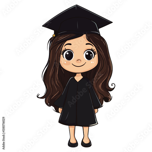 a cartoon character of a girl with a graduation uniform and diploma