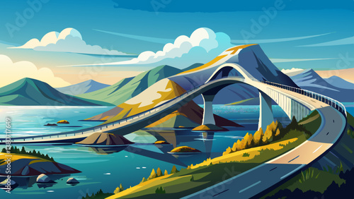 Atlantic road in Norway Storseisundet bridge over ocean scandinavian travel landmarks