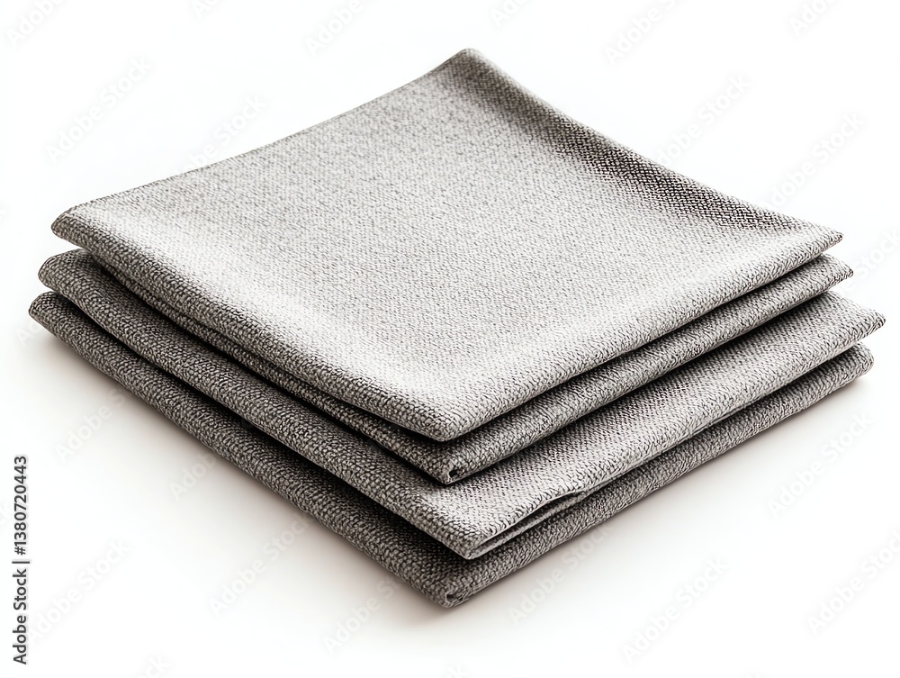 Stack of Gray Napkins Texture Close Up on a White Background Stack of Gray Napkins Texture Close Up on a White Background
