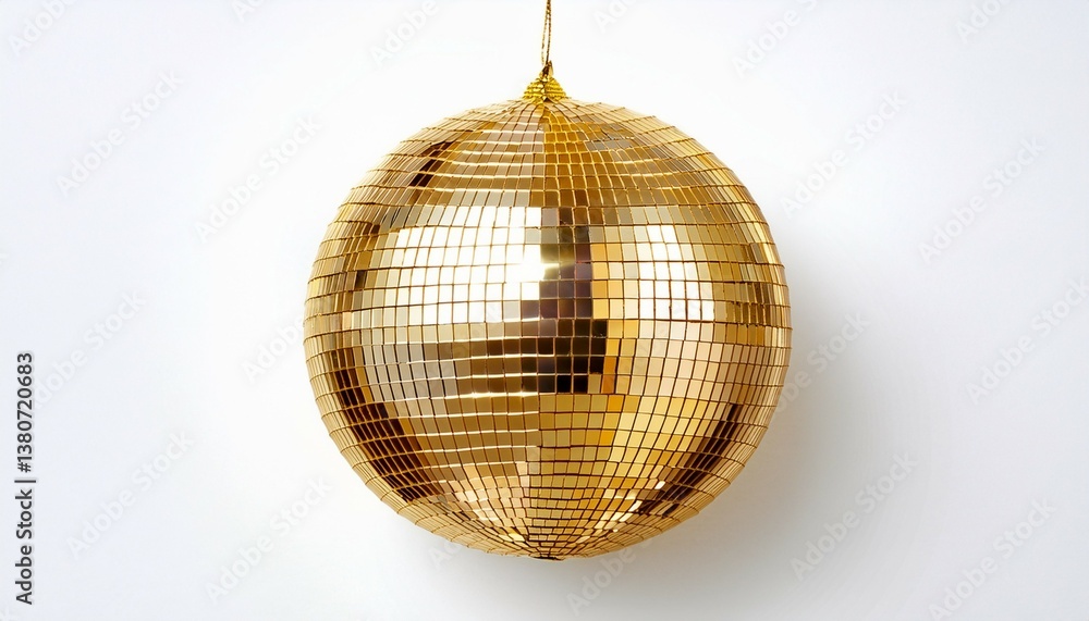 Obraz premium shiny golden disco ball isolated on a white background reflecting light perfect for party and celebration themes