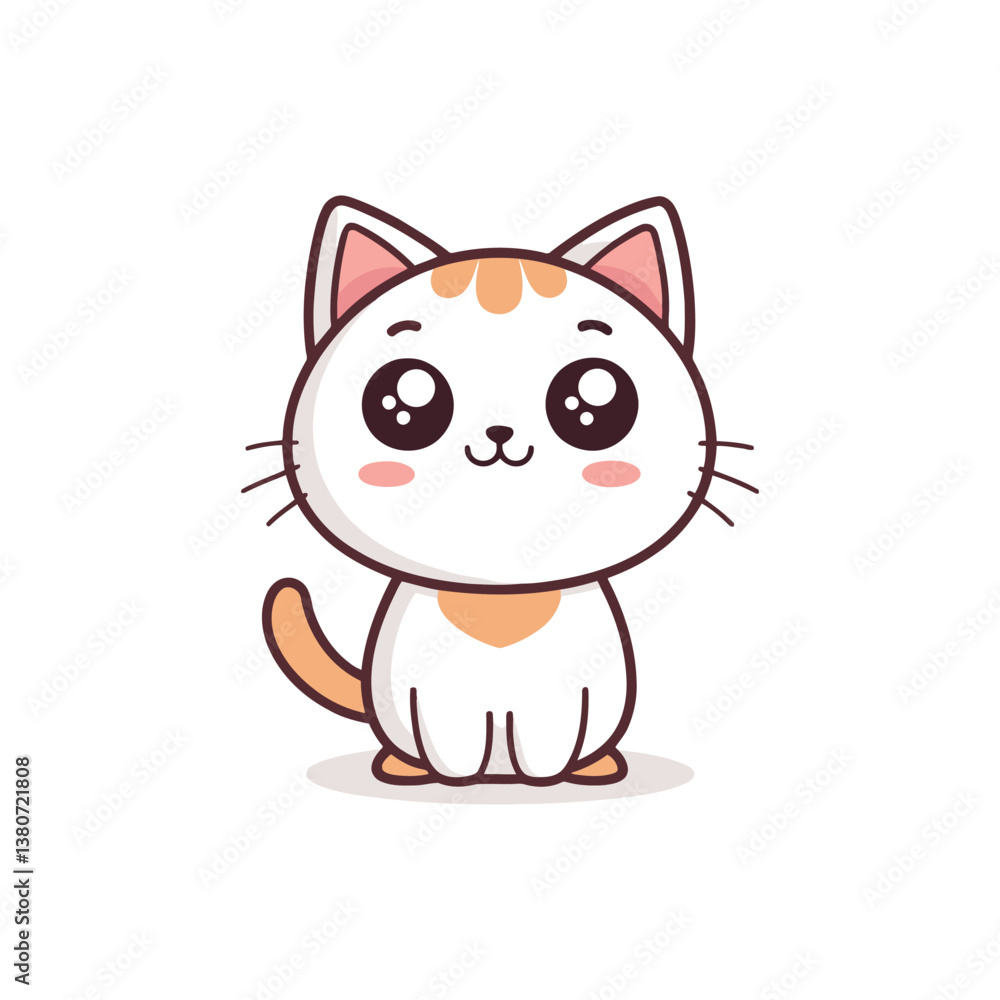 Cute Cartoon Cat Illustration with Orange Patches Cute Cartoon Cat Illustration with Orange Patches