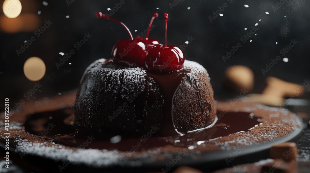 Fototapeta premium dark chocolate fondant with liquid center
