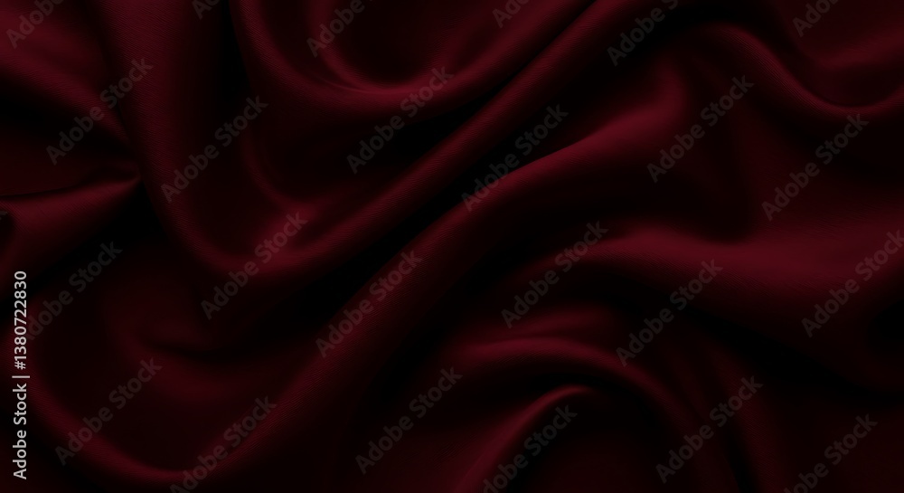 Obraz premium Luxurious Deep Red Draped Silk Fabric Texture AI Generated