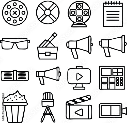 Cinema Movie Icons Vector Art