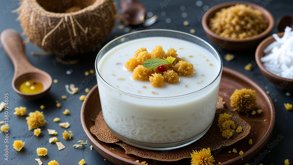 Chickpea Dessert with Coconut Garnish Chickpea Dessert with Coconut Garnish