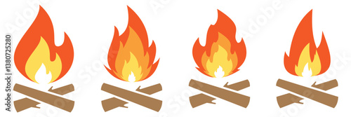 Set of campfire icon bonfire symbol of vector illustration