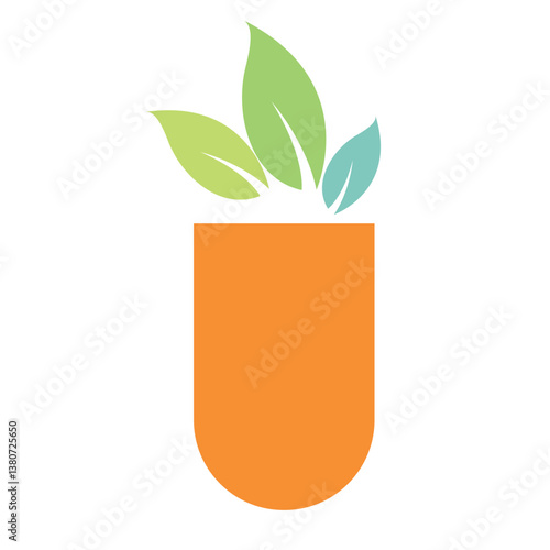 Herbal supplement icon, herbal capsule icon vector in trendy flat style illustration isolated on white background. 