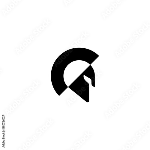 Modern Geometric Spartan Helmet Logo Design