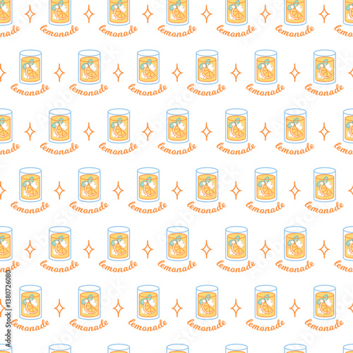 Summer Citrus Juice Sip Refreshing Pattern Art. Perfect for seasonal textiles, kitchenware, or promotional materials for summer events and refreshment stands.