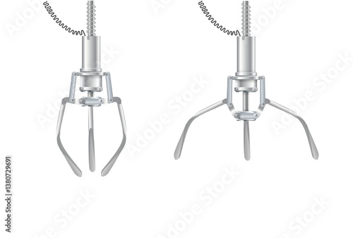 Gripper arm. Slot machine elevator machine for getting toys and prizes. Mechanical gripper tentacles. Vector