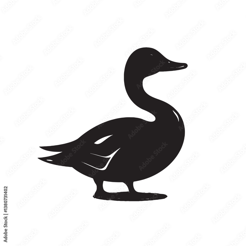 Cute duck silhouette, a vector bird art Cute duck silhouette, a vector bird art