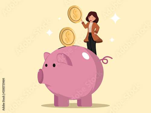 Strategic Saving Cultivating Financial Security One Coin at a Time with a Trusty Piggy Bank.