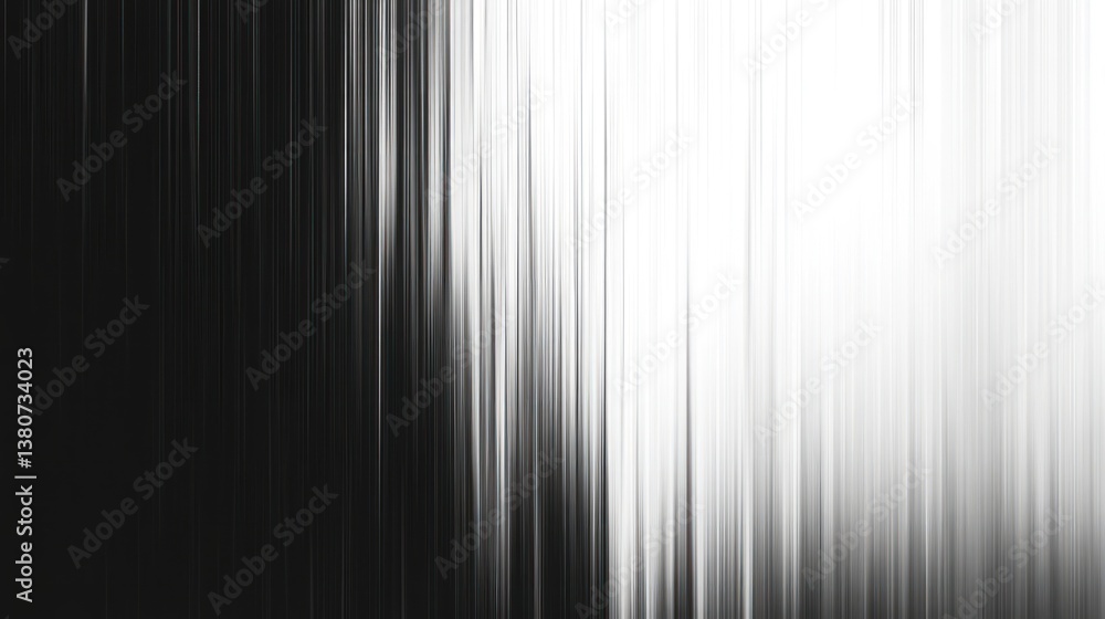 Obraz premium Abstract grayscale vertical lines, dark to light gradient background.
