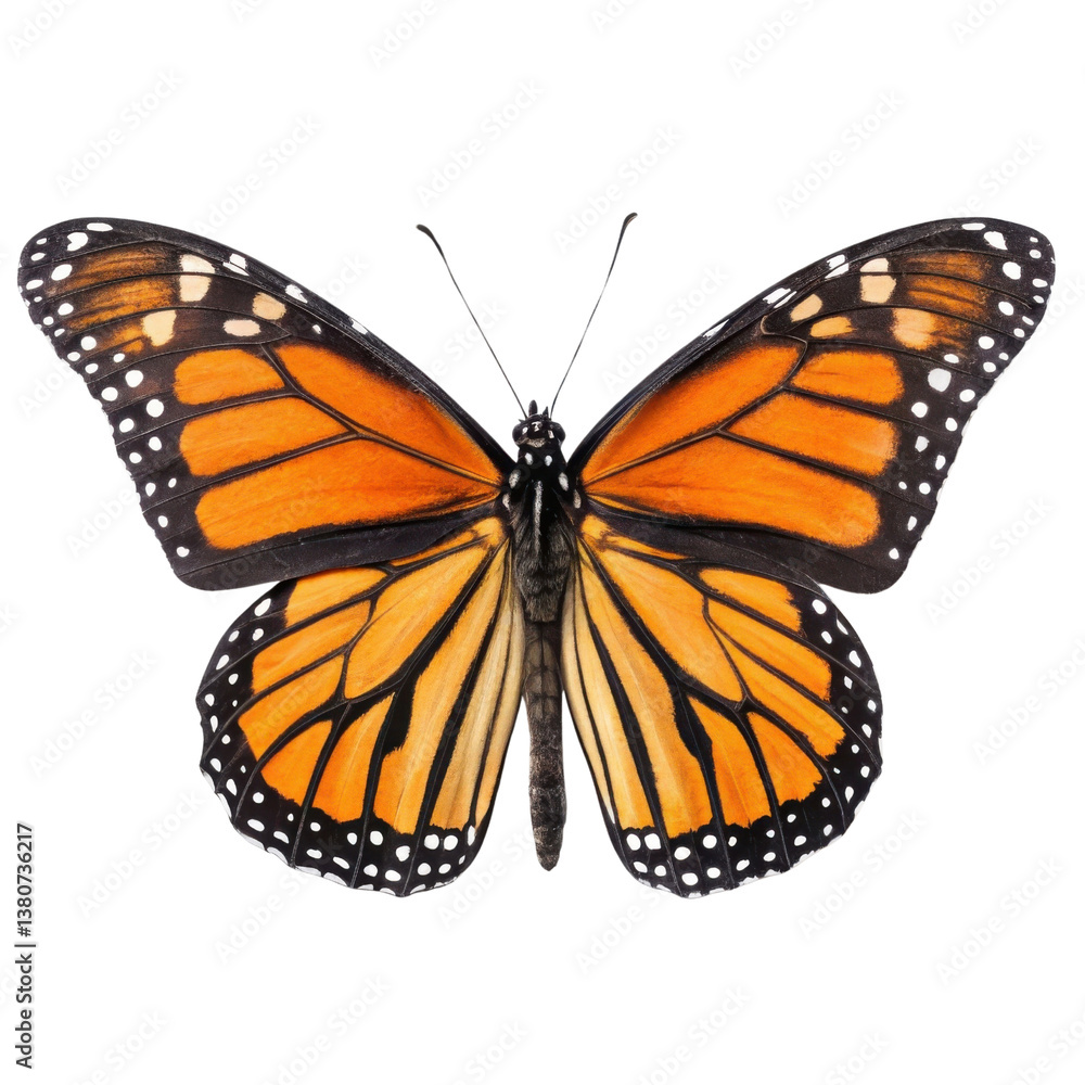 Fototapeta premium vibrant butterfly with striking orange and black wings, showcasing intricate patterns and delicate features, symbolizes beauty and transformation