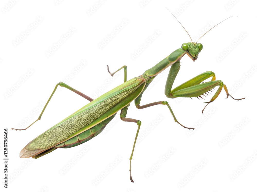 detailed image of green mantis showcasing its unique features and vibrant color, evoking sense of curiosity and fascination detailed image of green mantis showcasing its unique features and vibrant color, evoking sense of curiosity and fascination