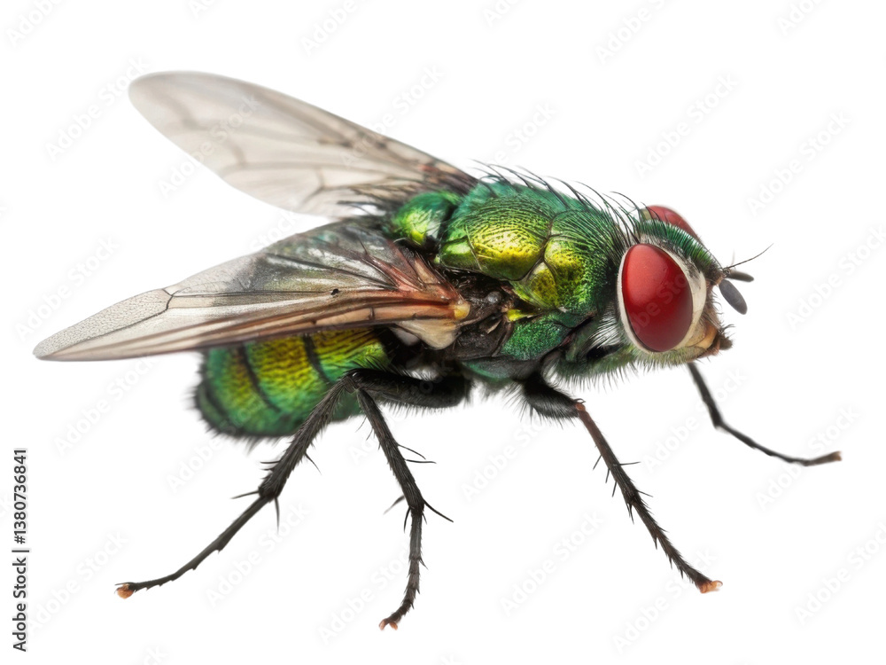 close up view of vibrant green fly with striking red eyes, showcasing its intricate details and delicate wings. This insect is often found various close up view of vibrant green fly with striking red eyes, showcasing its intricate details and delicate wings. This insect is often found various