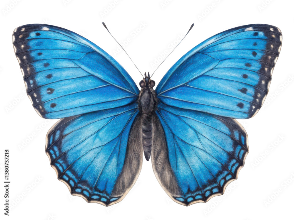 Fototapeta premium vibrant blue butterfly with intricate wing patterns, showcasing its beauty and elegance in nature