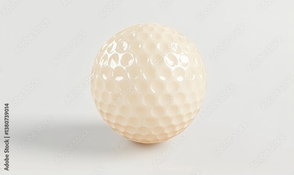White golf ball on a plain background for sports or recreation content White golf ball on a plain background for sports or recreation content