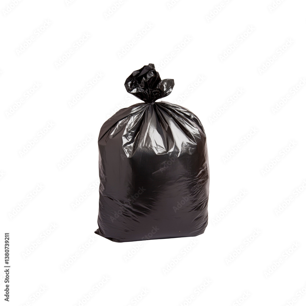 Full Black Plastic Garbage Bag Isolated on White Background Full Black Plastic Garbage Bag Isolated on White Background