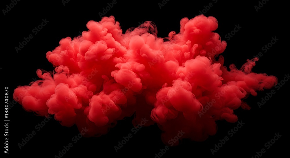 Obraz premium Abstract Red Ink Cloud, Black Background AI Generated