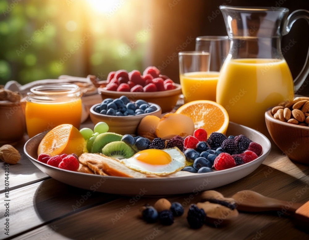 breakfast with fruits and juice breakfast with fruits and juice