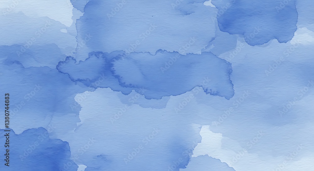 Obraz premium Abstract Blue Ink Wash Watercolor Background Texture AI Generated
