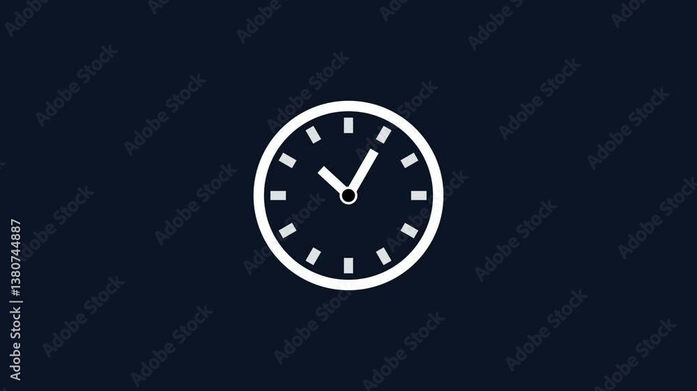 Clock Icon Animation, time management motion graphic, minimalistic clock design, digital timer concept. Clock Icon Animation, time management motion graphic, minimalistic clock design, digital timer concept.