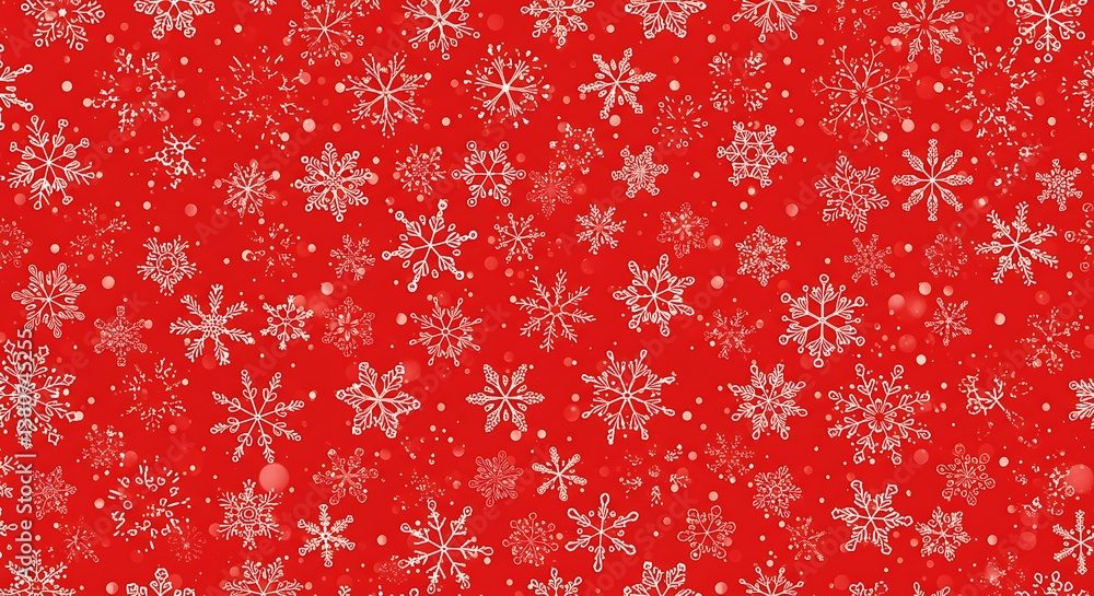 Red Seamless Pattern: White Snowflakes Background AI Generated Red Seamless Pattern: White Snowflakes Background AI Generated