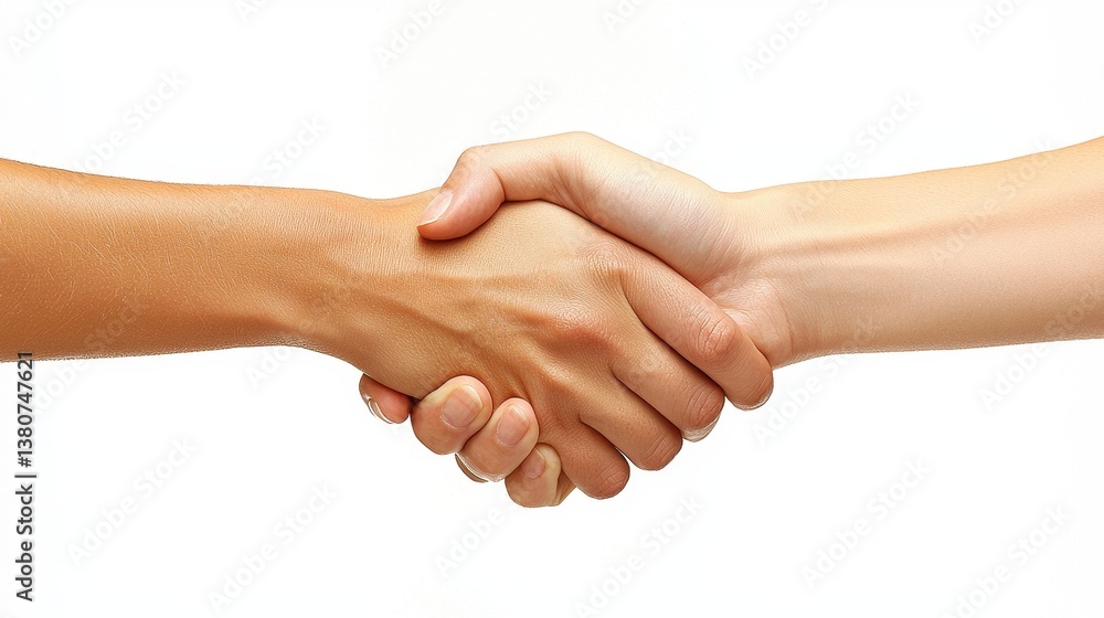 Two Hands Shaking in Agreement Against a White Background Two Hands Shaking in Agreement Against a White Background