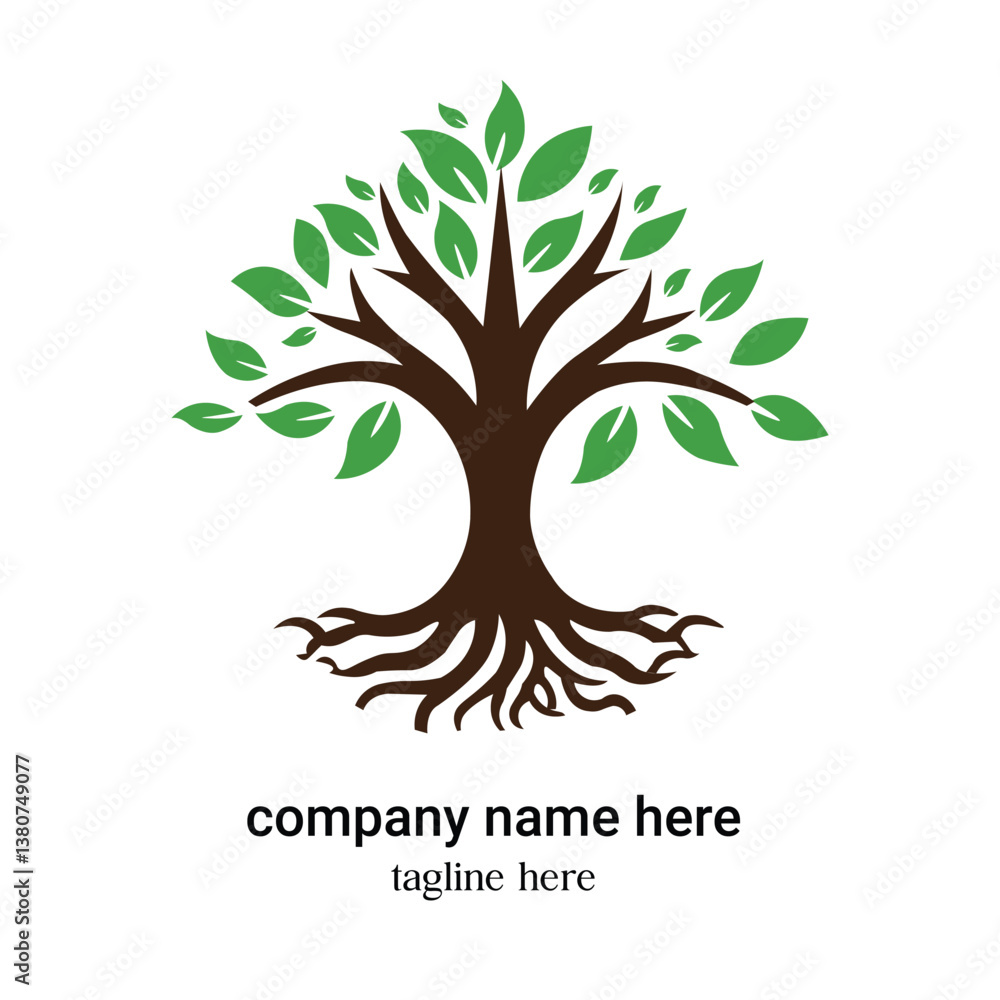 Fototapeta premium Professional natural tree logo design illustration white background