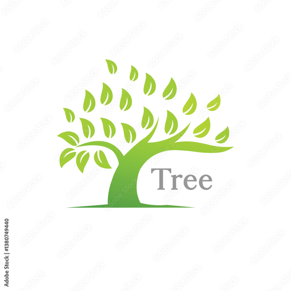 Fototapeta premium A green tree logo vector art on white background